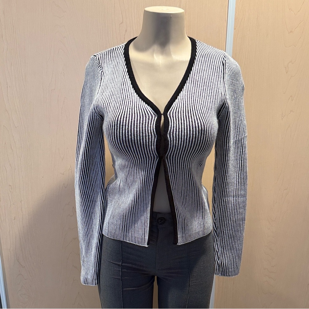 Striped Black and White Women's Cardigan